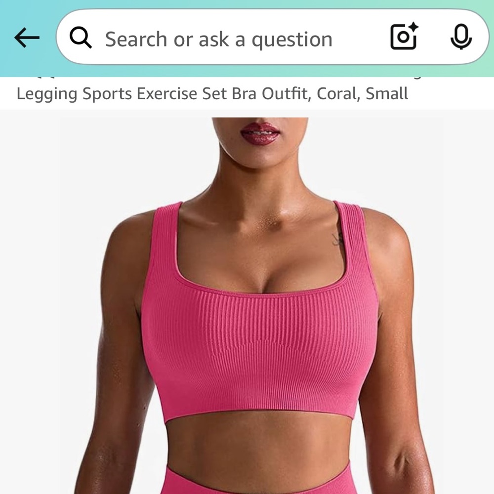 Coral Ribbed Sports Bra by [Brand]